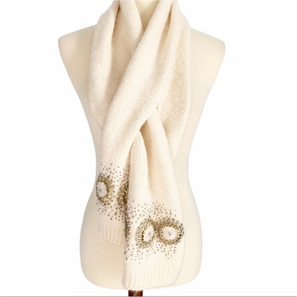 Talbots Embroidered Wool Blend Scarf